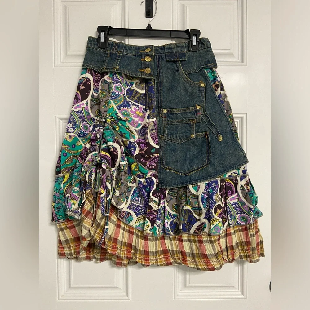 American Vintage Multicolor Patchwork Midi Skirt - Picture 1 of 8